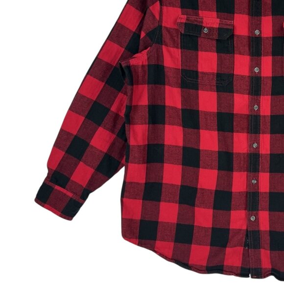 George Men's Red Buffalo Check Button-Down Long Sleeve Shirt 3XL (54-56) Cotton - Picture 5 of 10